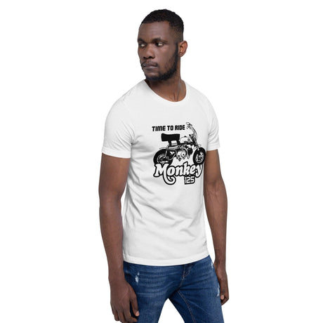 TIME TO RIDE Monkey 125 Graphic Printed Round Neck Short Sleeves Unisex T-Shirt - StickerBao Wheel Sticker Store