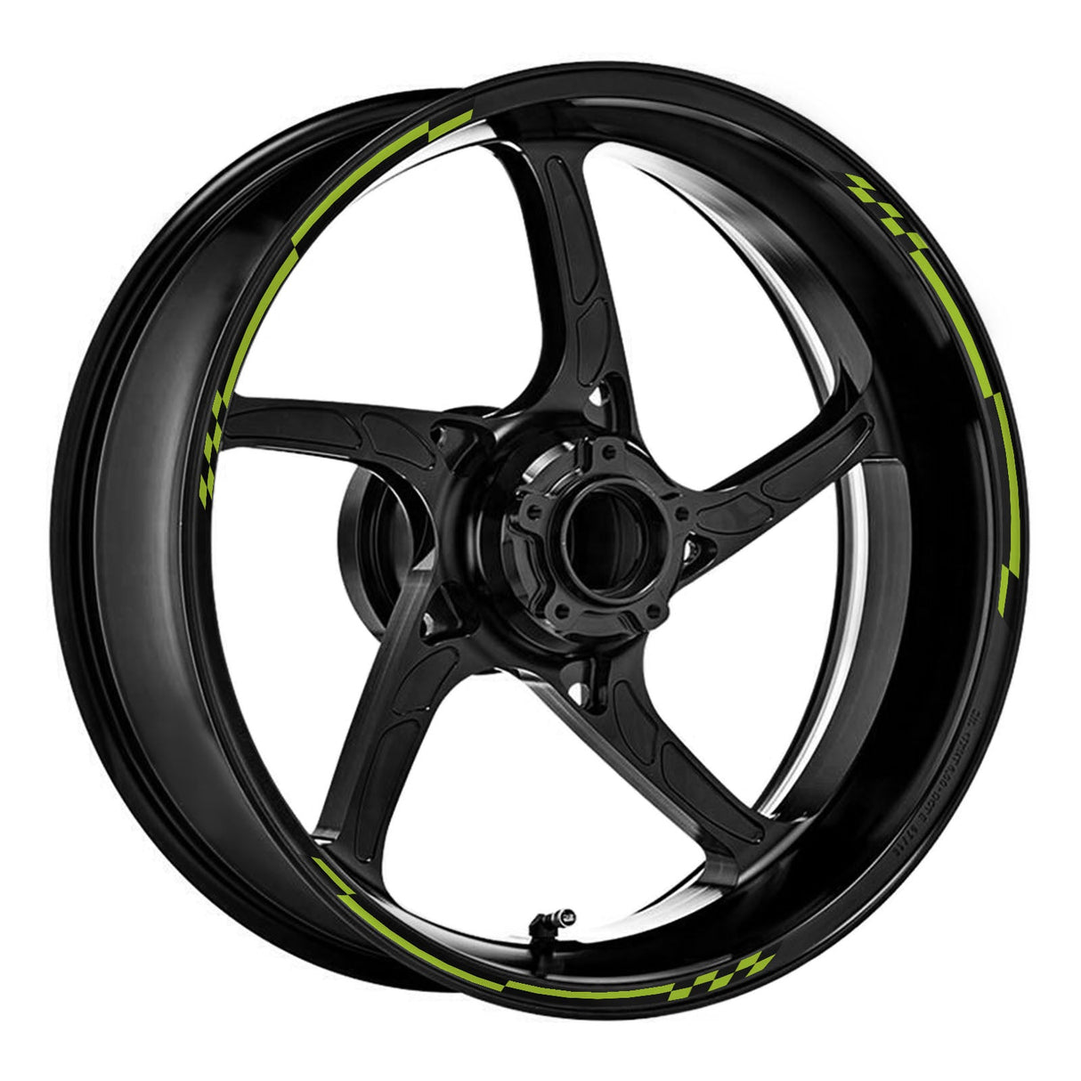 StickerBao Green Check01 Black Standard Edge Rim Sticker Universal Motorcycle 17 inch Wheel Stripe Decal For Kawasaki