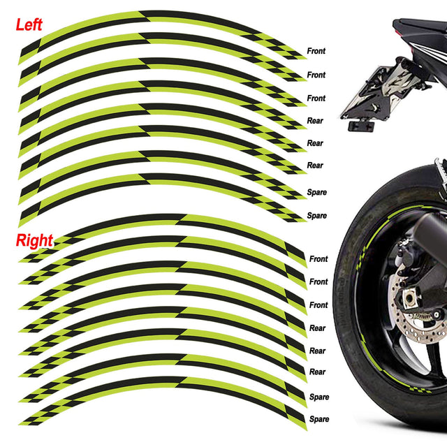 Universal 17 inch Motorcycle Check01 Black Standard Edge Rim Sticker Wheel Stripe Decal For Suzuki - StickerBao Wheel Sticker Store