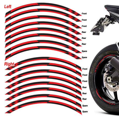 Universal 17 inch Motorcycle Check01 Black Standard Edge Rim Sticker Wheel Stripe Decal For Ducati - StickerBao Wheel Sticker Store