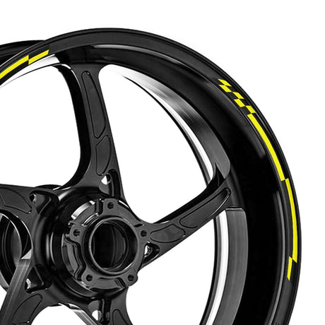 StickerBao Yellow 17 inch Check01 Black Standard Edge Rim Sticker Universal Motorcycle Wheel Stripe Decal For Honda