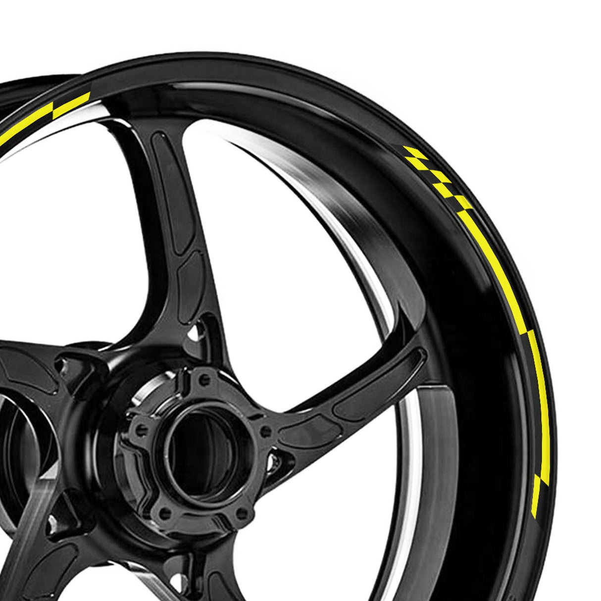 StickerBao Yellow Check01 Black Standard Edge Rim Sticker Universal Motorcycle 17 inch Wheel Stripe Decal For Aprilia