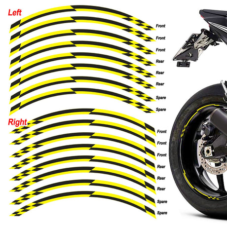 Universal 17 inch Motorcycle Check01 Black Standard Edge Rim Sticker Wheel Stripe Decal For Kawasaki - StickerBao Wheel Sticker Store