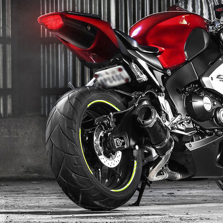 StickerBao Green 17 inch Check01 White Standard Edge Rim Sticker Universal Motorcycle Wheel Stripe Decal For Yamaha