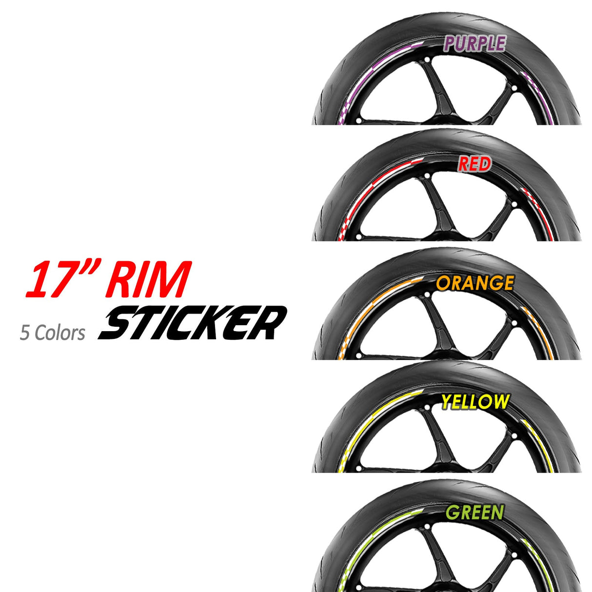 StickerBao Universal 17 inch Motorcycle Check01 White Standard Edge Rim Sticker Check Rim Wheel Decal  For Ducati