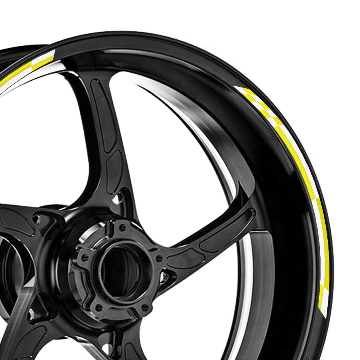 StickerBao Yellow Check01 White Standard Edge Rim Sticker Universal Motorcycle 17 inch Wheel Stripe Decal For Yamaha