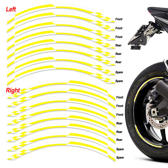 StickerBao Yellow Check01 White Standard Edge Rim Sticker Universal Motorcycle 17 inch Wheel Stripe Decal For Yamaha