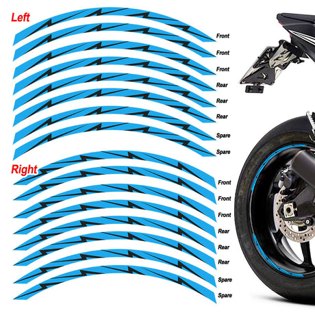 17 inch Flash01 Black Standard Edge Rim Sticker Universal Motorcycle Rim Wheel Stripe Decal For Kawasaki - StickerBao Wheel Sticker Store