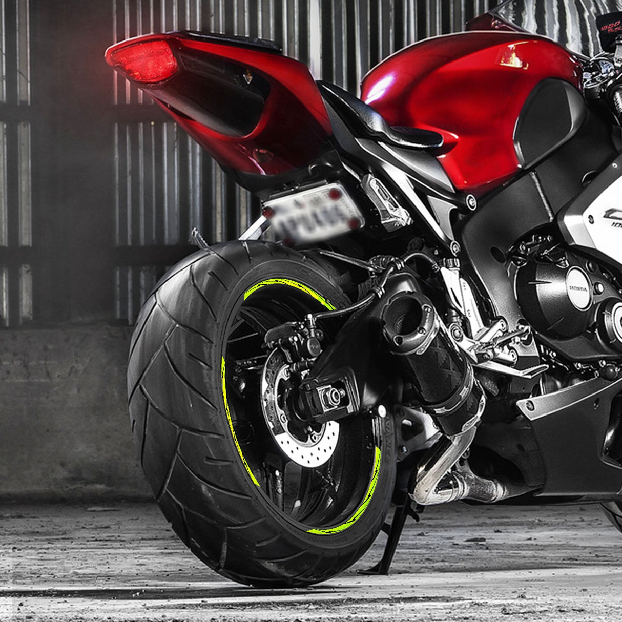 StickerBao Green Universal 17 inch Motorcycle Flash01 Black Standard Edge Rim Sticker Check Rim Wheel Decal  For Ducati