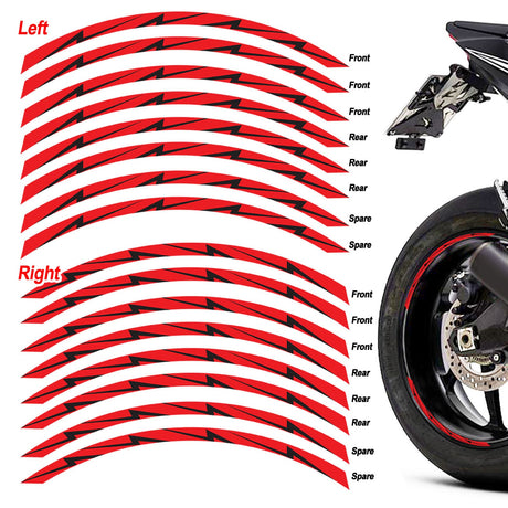 17 inch Flash01 Black Standard Edge Rim Sticker Universal Motorcycle Rim Wheel Stripe Decal For Kawasaki - StickerBao Wheel Sticker Store