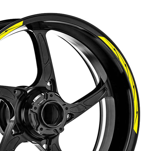 StickerBao Yellow Universal 17 inch Motorcycle Flash01 Black Standard Edge Rim Sticker Check Rim Wheel Decal  For Aprilia