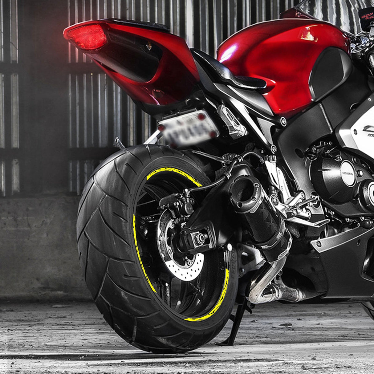 StickerBao Yellow Universal 17 inch Motorcycle Flash01 Black Standard Edge Rim Sticker Check Rim Wheel Decal For For Kawasaki