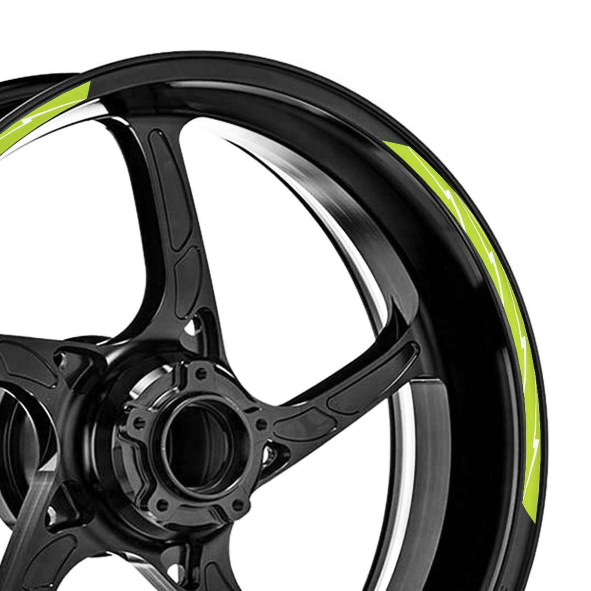 StickerBao Green 17 inch Flash01 White Standard Edge Rim Sticker Universal Motorcycle Wheel Stripe Decal For Yamaha