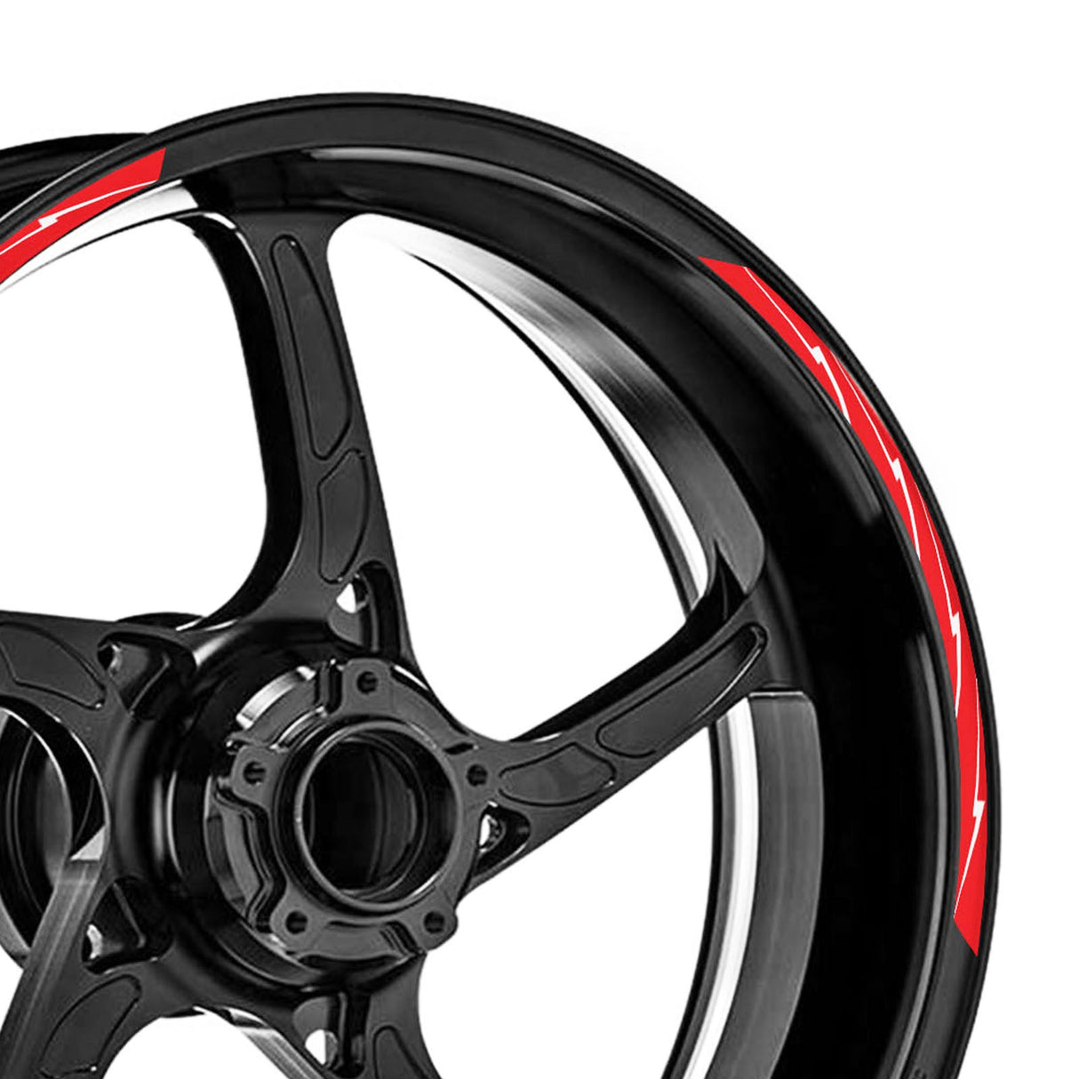 StickerBao Red 17 inch Flash01 White Standard Edge Rim Sticker Universal Motorcycle Wheel Stripe Decal For Yamaha