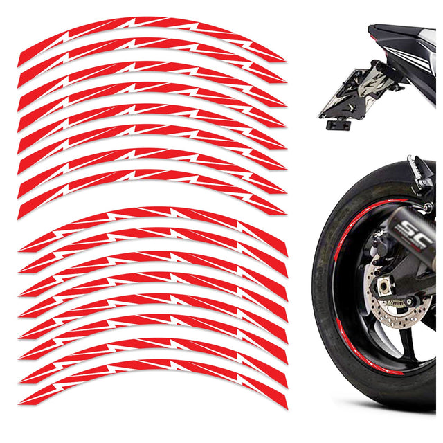 Flash01 White Standard Edge Rim Sticker Universal Motorcycle 17 inch Wheel Stripe Decal For Kawasaki - StickerBao Wheel Sticker Store