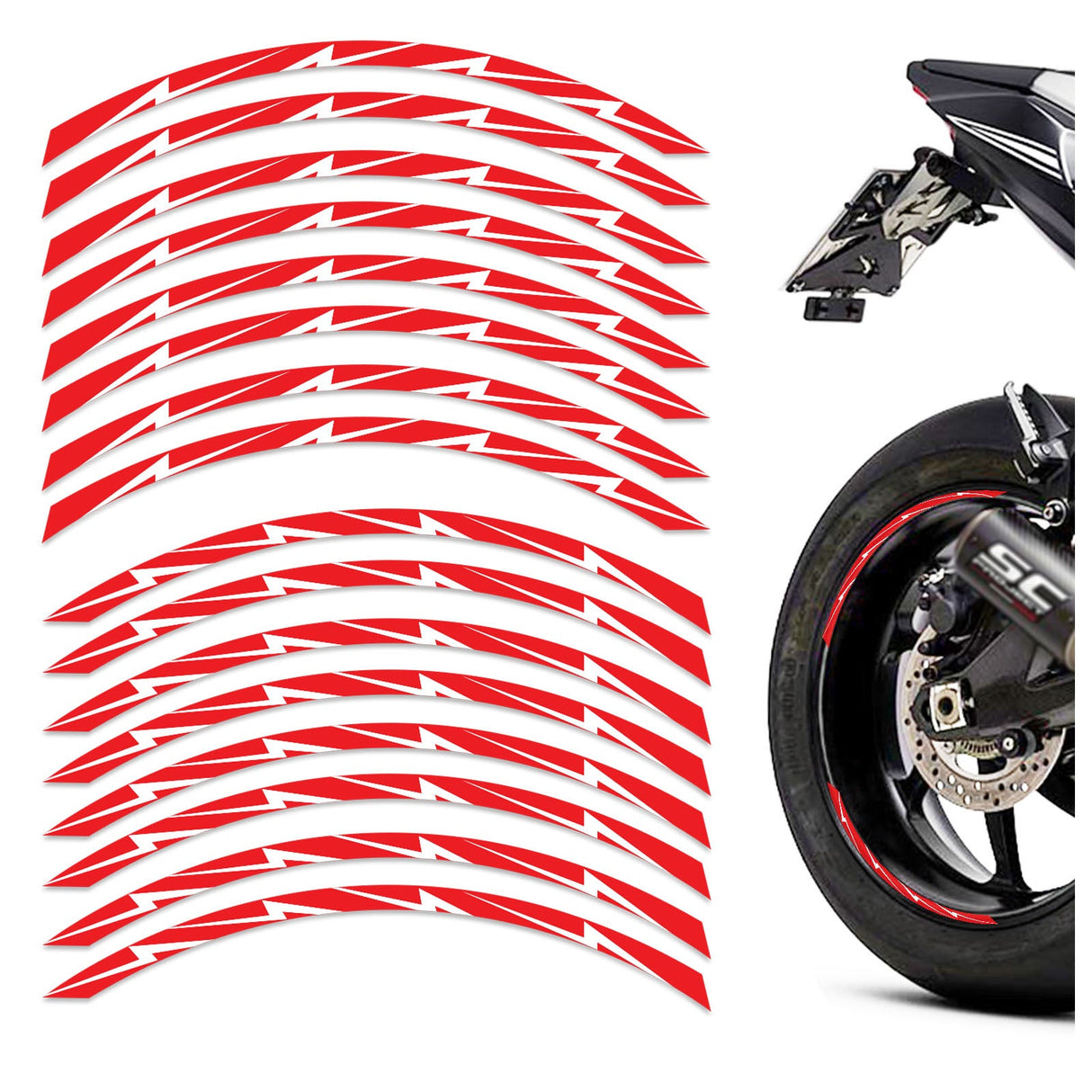17 inch Flash01 White Standard Edge Rim Sticker Universal Motorcycle Rim Wheel Stripe Decal For Yamaha - StickerBao Wheel Sticker Store