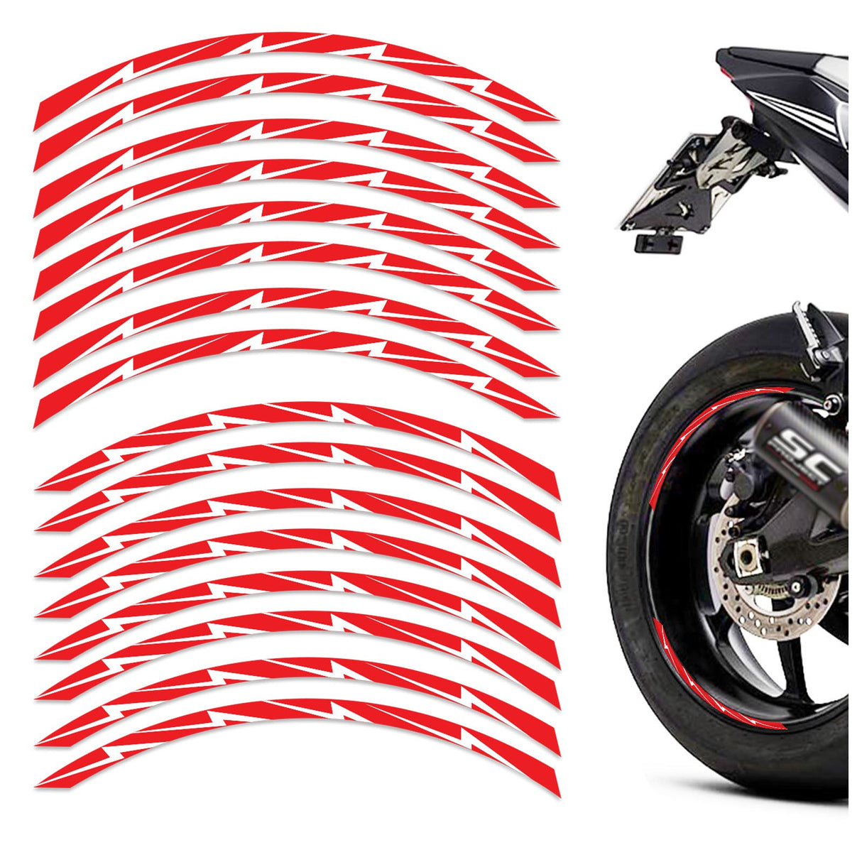 Flash01 White Standard Edge Rim Sticker Universal Motorcycle 17 inch Wheel Stripe Decal For Suzuki