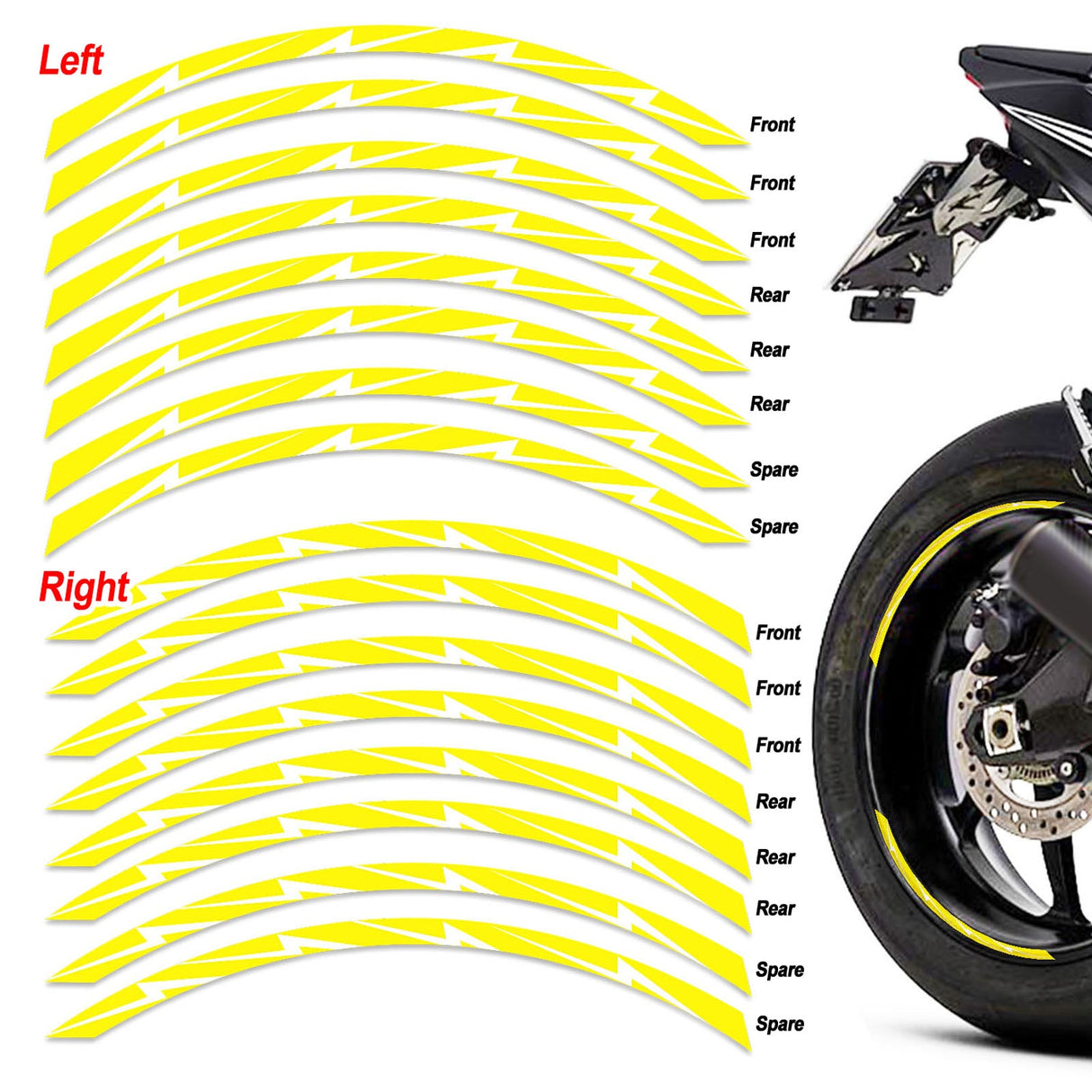 17 inch Flash01 White Standard Edge Rim Sticker Universal Motorcycle Rim Wheel Stripe Decal For Yamaha - StickerBao Wheel Sticker Store