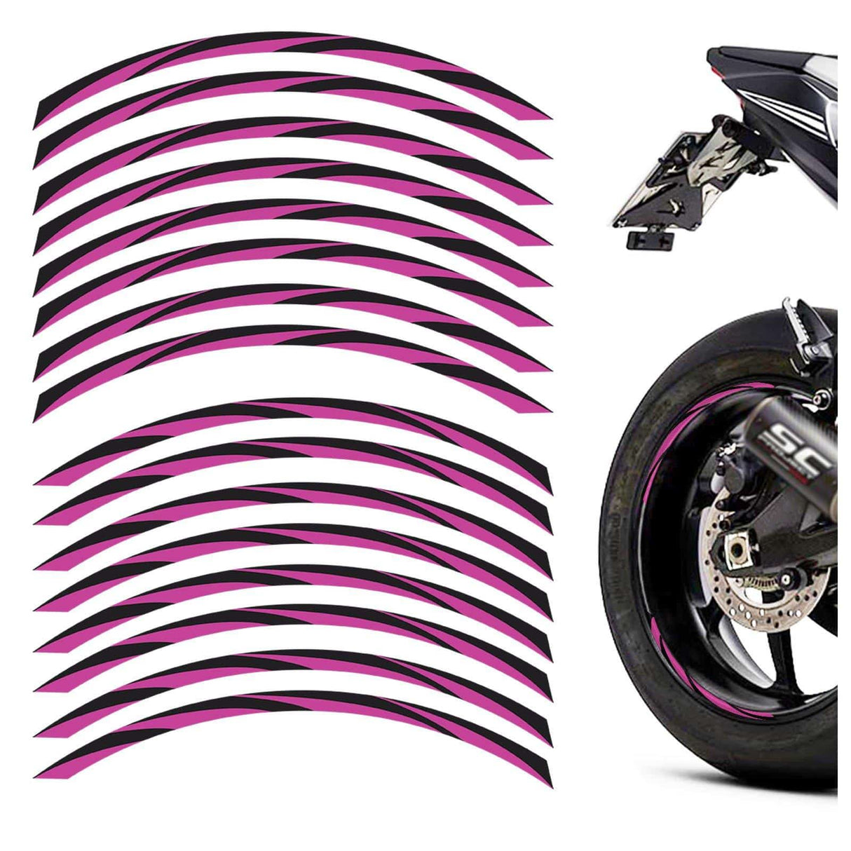 17 inch Rim Wheel Stickers STRIPE01 Black Stripes Rim Skin Decal Stripes | For Honda CB650R CBF1000 StickerBao