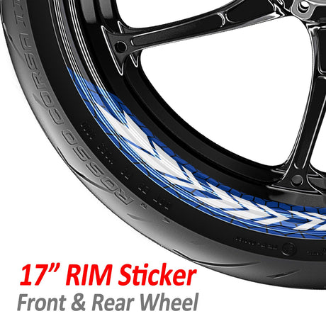 StickerBao Blue ARROW01 Advanced 2-Piece Rim Sticker Universal Motorcycle 17 inch Rim Wheel Decal For Kawasaki