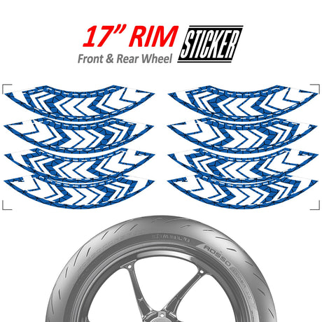 StickerBao Blue 17 inch ARROW01 Advanced 2-Piece Rim Sticker Universal Motorcycle Rim Wheel Decal For Honda