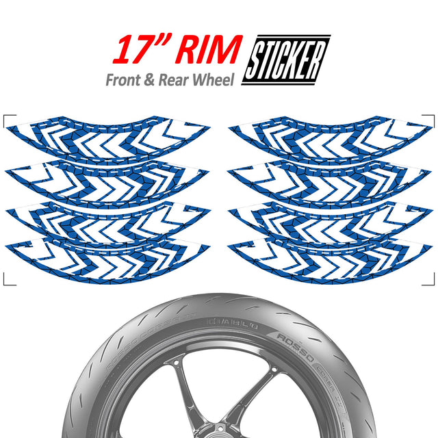 StickerBao Blue ARROW01 Advanced 2-Piece Rim Sticker Universal Motorcycle 17 inch Inner Edge Wheel Decal For Aprilia