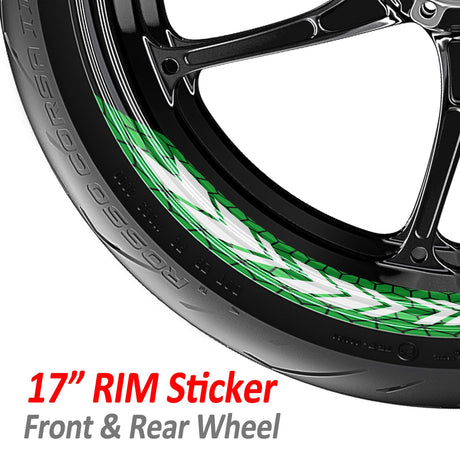 StickerBao Green 17 inch ARROW01 Advanced 2-Piece Rim Sticker Universal Motorcycle Rim Wheel Decal For Honda