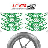 StickerBao Green ARROW01 Advanced 2-Piece Rim Sticker Universal Motorcycle 17 inch Rim Wheel Decal For Yamaha