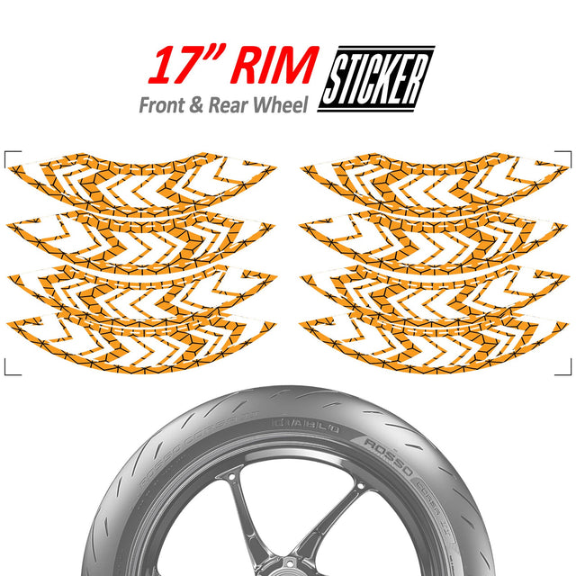 StickerBao Orange ARROW01 Advanced 2-Piece Rim Sticker Universal Motorcycle 17 inch Rim Wheel Decal For Honda
