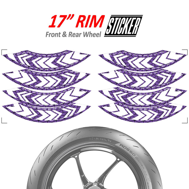 StickerBao Purple ARROW01 Advanced 2-Piece Rim Sticker Universal Motorcycle 17 inch Rim Wheel Decal For Kawasaki