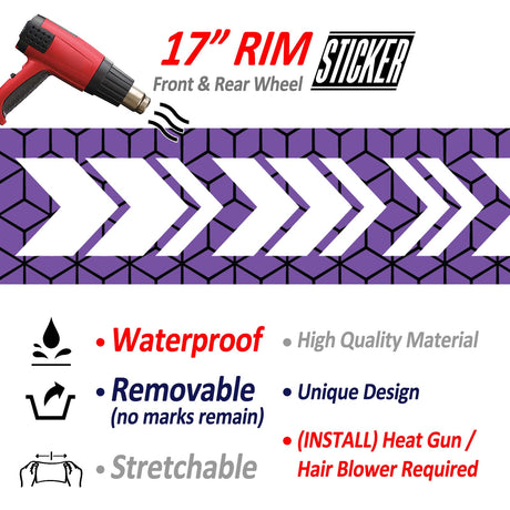 StickerBao Purple Universal 17 inch Motorcycle ARROW01 Advanced 2-Piece Rim Sticker Rim Wheel Decal For For Suzuki