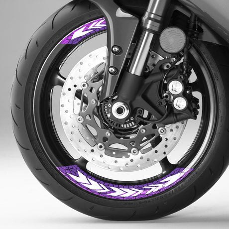 StickerBao Purple ARROW01 Advanced 2-Piece Rim Sticker Universal Motorcycle 17 inch Rim Wheel Decal For Kawasaki