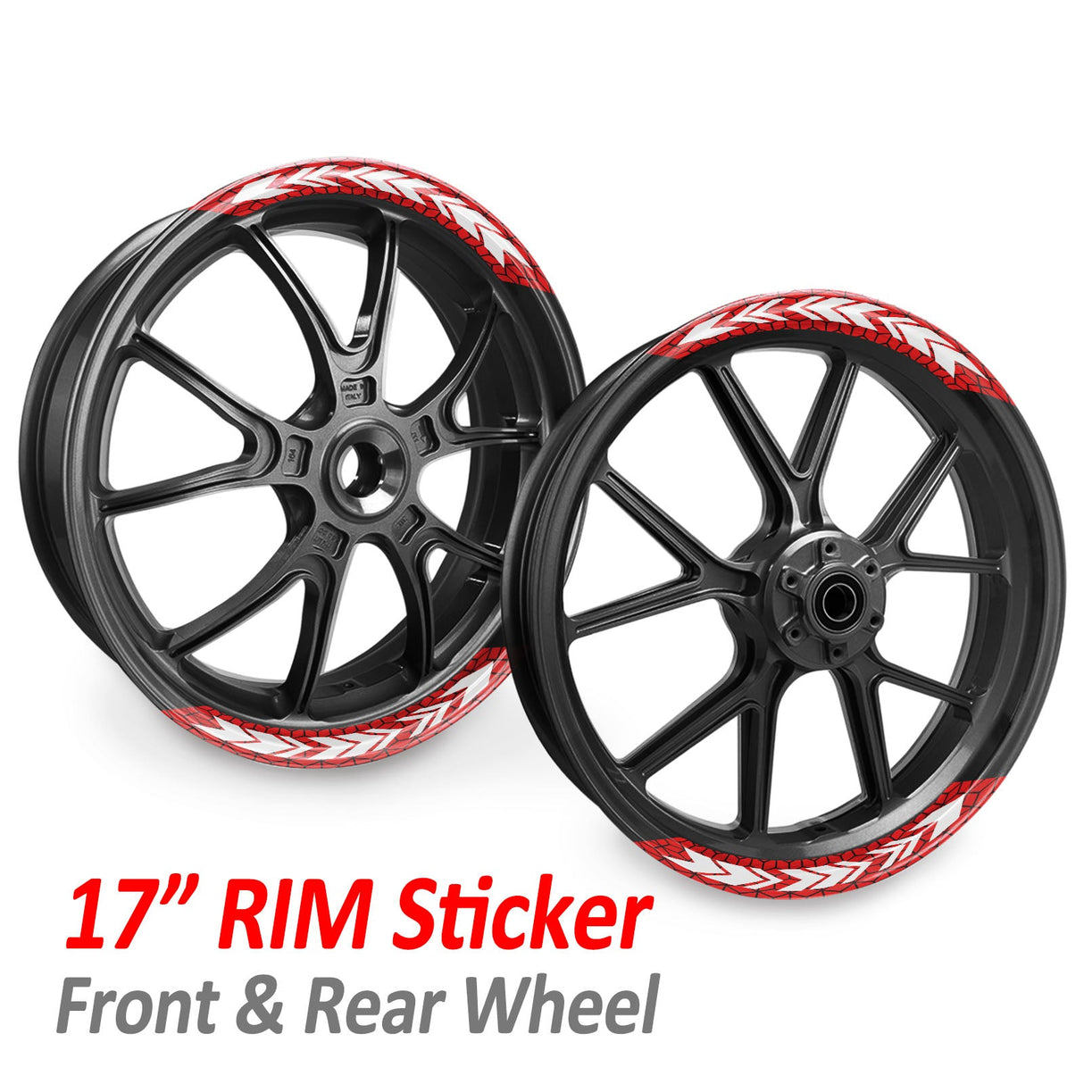 StickerBao Red ARROW01 Advanced 2-Piece Rim Sticker Universal Motorcycle 17 inch Rim Wheel Decal For Triumph