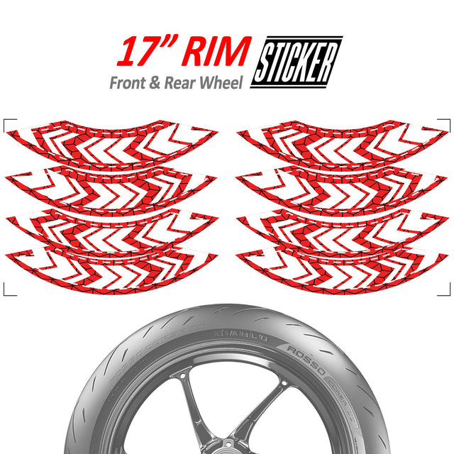 StickerBao Red 17 inch ARROW01 Advanced 2-Piece Rim Sticker Universal Motorcycle Rim Wheel Decal For Yamaha