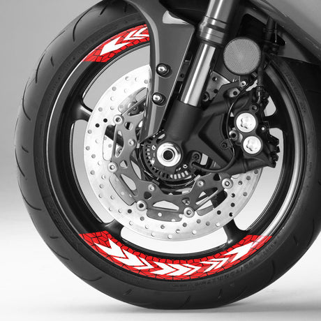 StickerBao Red ARROW01 Advanced 2-Piece Rim Sticker Universal Motorcycle 17 inch Rim Wheel Decal For Kawasaki