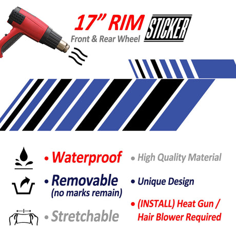 StickerBao Blue Universal 17 inch Motorcycle AWNING01 Advanced 2-Piece Rim Sticker Rim Wheel Decal For For Suzuki