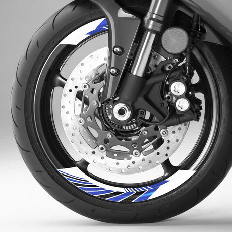 StickerBao Blue AWNING01 Advanced 2-Piece Rim Sticker Universal Motorcycle 17 inch Rim Wheel Decal For Kawasaki