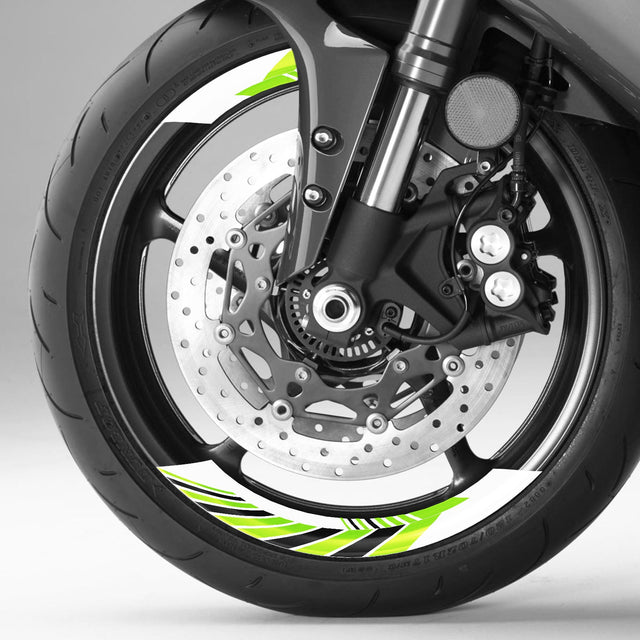StickerBao Green Universal 17 inch Motorcycle AWNING01 Advanced 2-Piece Rim Sticker Rim Wheel Decal For For Suzuki
