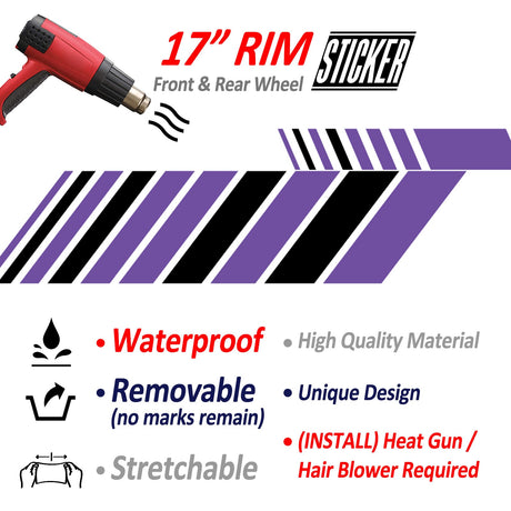 StickerBao Purple AWNING01 Advanced 2-Piece Rim Sticker Universal Motorcycle 17 inch Rim Wheel Decal For Honda