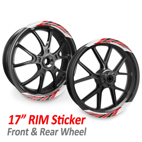 StickerBao Red AWNING01 Advanced 2-Piece Rim Sticker Universal Motorcycle 17 inch Rim Wheel Decal For Honda