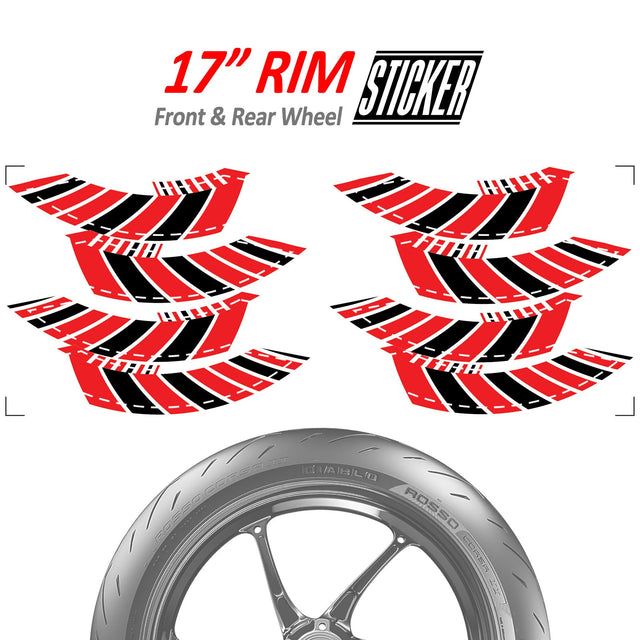 StickerBao Red 17 inch AWNING01 Advanced 2-Piece Rim Sticker Universal Motorcycle Rim Wheel Decal For Kawasaki