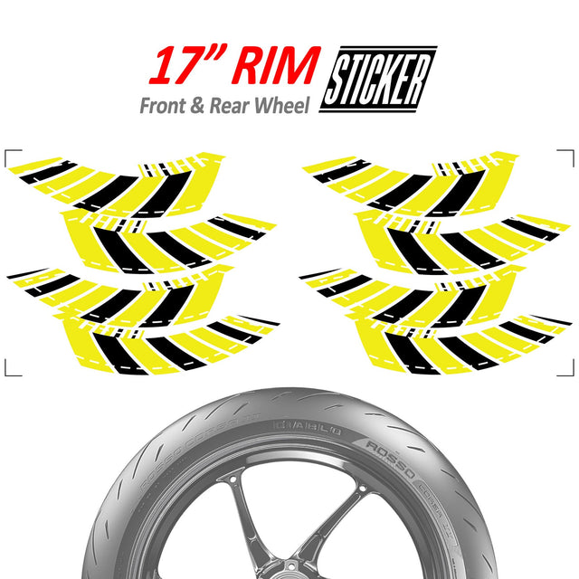 StickerBao Yellow 17 inch AWNING01 Advanced 2-Piece Rim Sticker Universal Motorcycle Rim Wheel Decal For Honda