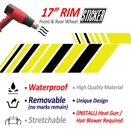 StickerBao Yellow 17 inch AWNING01 Advanced 2-Piece Rim Sticker Universal Motorcycle Rim Wheel Decal For Yamaha