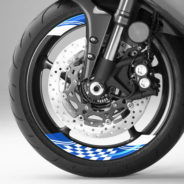 StickerBao Blue Universal 17 inch Motorcycle CHECK01 Advanced 2-Piece Rim Sticker Rim Wheel Decal  For Ducati