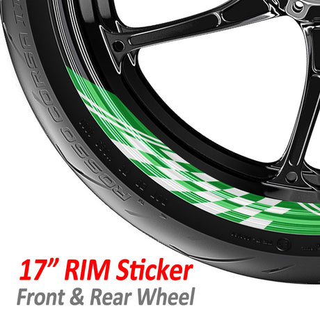 StickerBao Green CHECK01 Advanced 2-Piece Rim Sticker Universal Motorcycle 17 inch Rim Wheel Decal For Honda