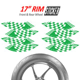 StickerBao Green Universal 17 inch Motorcycle CHECK01 Advanced 2-Piece Rim Sticker Inner Edge Wheel Decal Check For Honda