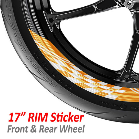 StickerBao Orange Universal 17 inch Motorcycle CHECK01 Advanced 2-Piece Rim Sticker Rim Wheel Decal  For Aprilia