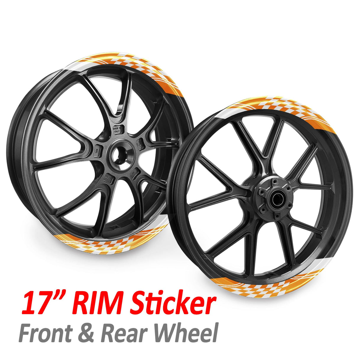 StickerBao Orange Universal 17 inch Motorcycle CHECK01 Advanced 2-Piece Rim Sticker Rim Wheel Decal  For Aprilia