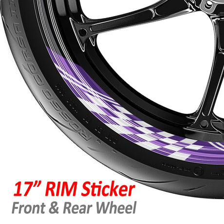 StickerBao Purple 17 inch CHECK01 Advanced 2-Piece Rim Sticker Universal Motorcycle Rim Wheel Decal For Kawasaki