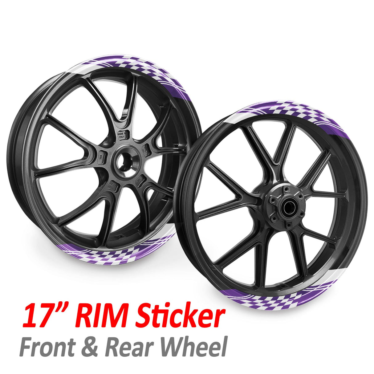 StickerBao Purple CHECK01 Advanced 2-Piece Rim Sticker Universal Motorcycle 17 inch Rim Wheel Decal For Triumph